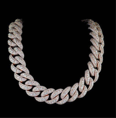 30mm Iced Out Cuban Link Chain – Mixed Cut VVS1 Moissanite Diamonds | Heavy 925 Silver