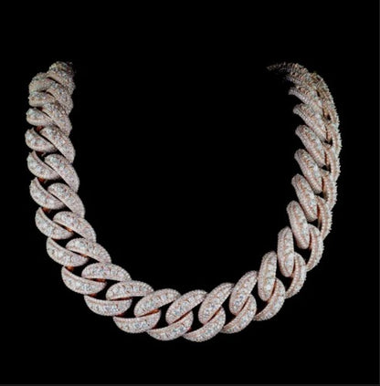 30mm Iced Out Cuban Link Chain – Mixed Cut VVS1 Moissanite Diamonds | Heavy 925 Silver