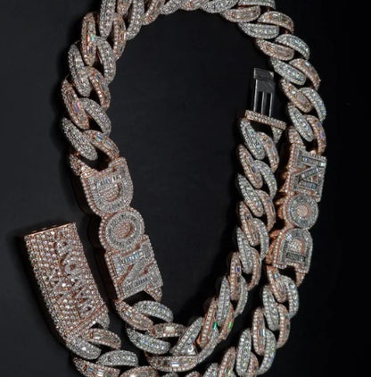 20mm VVS Moissanite Cuban Chain | Rhodium Plated 925 Silver | Round &amp; Emerald Cut Iced Out Chain | Pass Diamond Tester | Hip Hop Jewelry