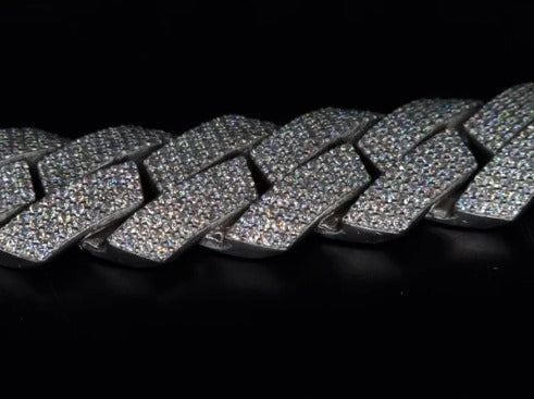 22.5mm Moissanite Cuban Link Chain, VVS1 Prong Set Iced Out Necklace, Solid 925 Sterling Silver, Hip Hop Bling Jewelry for Men, Custom Chain