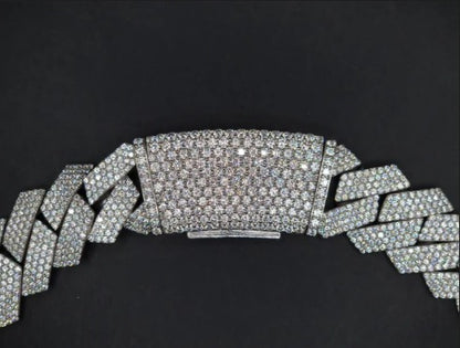 22.5mm Moissanite Cuban Link Chain, VVS1 Prong Set Iced Out Necklace, Solid 925 Sterling Silver, Hip Hop Bling Jewelry for Men, Custom Chain