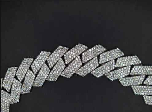 22.5mm Moissanite Cuban Link Chain, VVS1 Prong Set Iced Out Necklace, Solid 925 Sterling Silver, Hip Hop Bling Jewelry for Men, Custom Chain