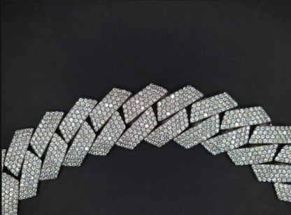 22.5mm Moissanite Cuban Link Chain, VVS1 Prong Set Iced Out Necklace, Solid 925 Sterling Silver, Hip Hop Bling Jewelry for Men, Custom Chain