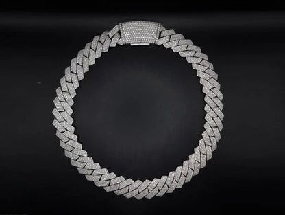 22.5mm Moissanite Cuban Link Chain, VVS1 Prong Set Iced Out Necklace, Solid 925 Sterling Silver, Hip Hop Bling Jewelry for Men, Custom Chain