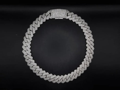 22.5mm Moissanite Cuban Link Chain, VVS1 Prong Set Iced Out Necklace, Solid 925 Sterling Silver, Hip Hop Bling Jewelry for Men, Custom Chain