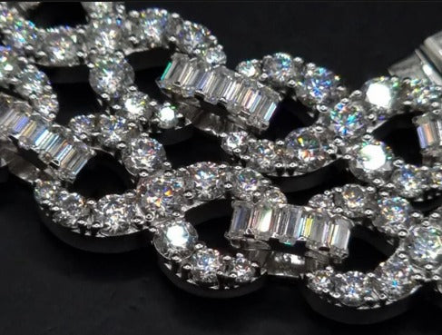 Infinity Link Chain 10mm, VVS1 Quality Round-cut Moissanite Diamond, Pass Diamond Tester