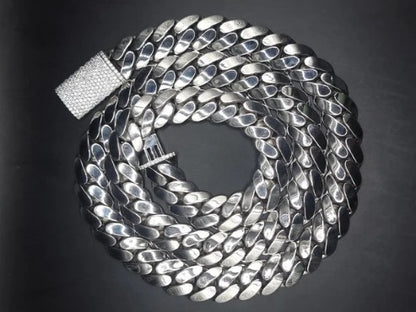 18mm Miami Cuban Link Chain, Iced Lock Box, Men/Women Chain, Cuban Necklace, Available in 925 Sterling Silver/10k Solid Gold