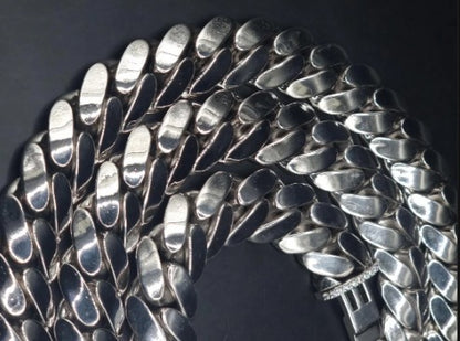 18mm Miami Cuban Link Chain, Iced Lock Box, Men/Women Chain, Cuban Necklace, Available in 925 Sterling Silver/10k Solid Gold