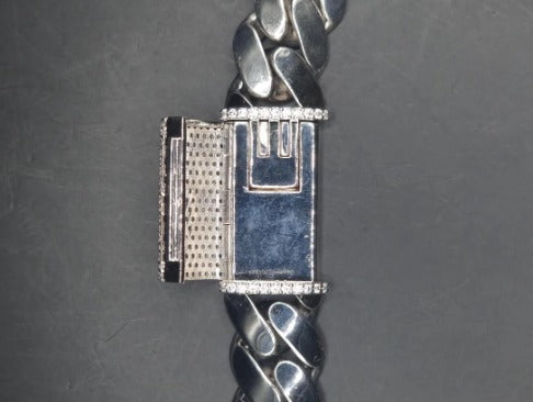 18mm Miami Cuban Link Chain, Iced Lock Box, Men/Women Chain, Cuban Necklace, Available in 925 Sterling Silver/10k Solid Gold