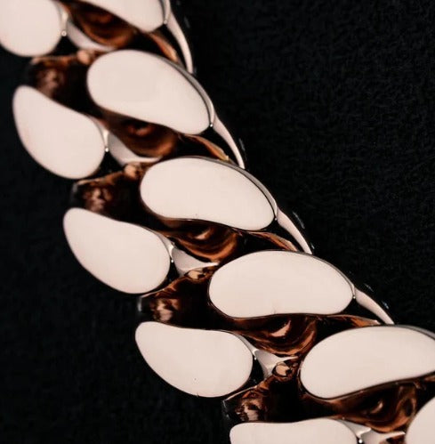 MOISSANITE CHAIN - 14mm Mosaic set Cuban Link Chain in 925 Sterling Silver, VVS Moissanite Stones, Pass Diamond Tester