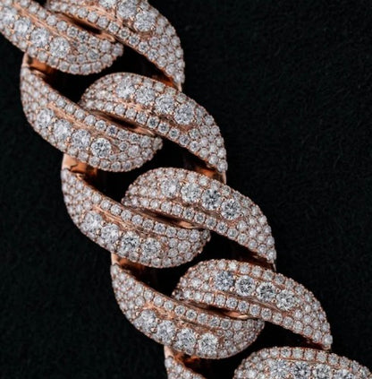 20mm Luxury Cuban Link Chain Necklace with Moissanite Diamonds – 925 Sterling Silver, Passes diamond test