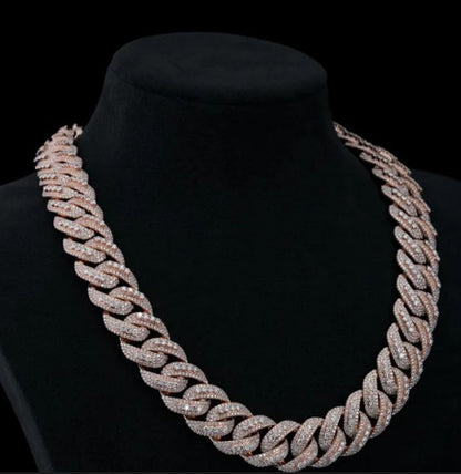 20mm Luxury Cuban Link Chain Necklace with Moissanite Diamonds – 925 Sterling Silver, Passes diamond test
