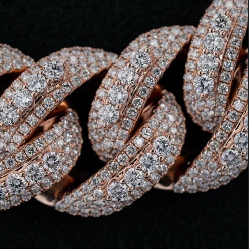 20mm Luxury Cuban Link Chain Necklace with Moissanite Diamonds – 925 Sterling Silver, Passes diamond test