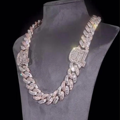 15mm Dual Tone Prong Cuban Link Chain, VVS Moissanite Stones, Pass Diamond Tester, Can be made in 925 Sterling Silver / Solid 10K Gold (Copy)