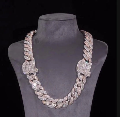 15mm Dual Tone Prong Cuban Link Chain, VVS Moissanite Stones, Pass Diamond Tester, Can be made in 925 Sterling Silver / Solid 10K Gold (Copy)