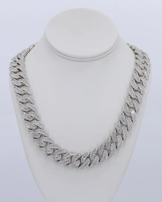 18MM Honeymoon Set VVS Moissanite Cuban Chain 22 Inch