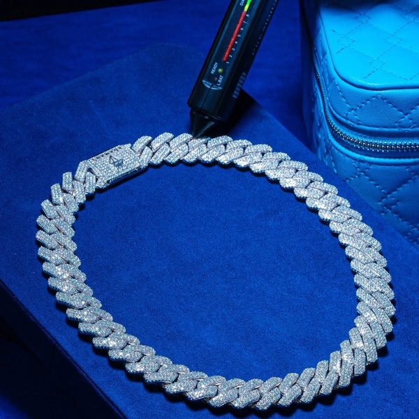 20mm Moissanite Monaco Chain - 925 Silver - D Colour - VVS1