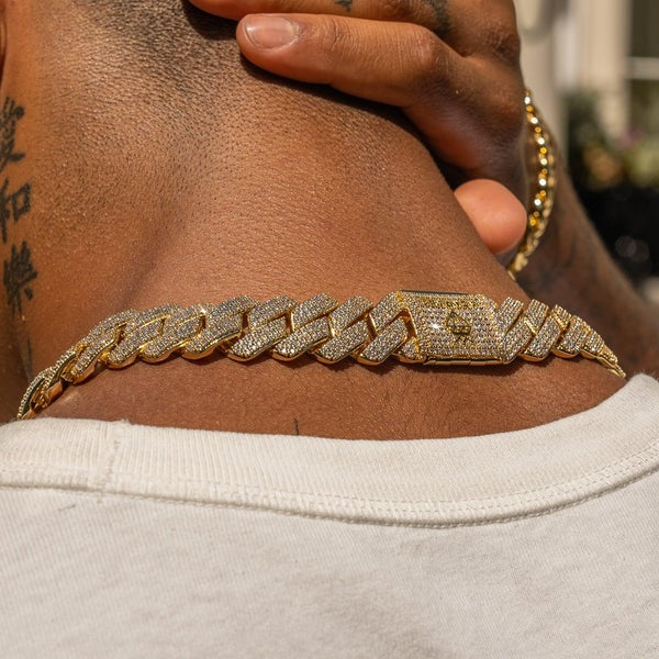 20mm Moissanite Monaco Chain - 18k Vermeil - D Colour - VVS1