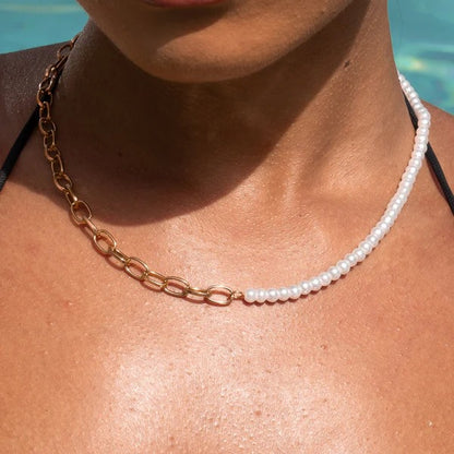 5mm Lock Motif Pearl Necklace