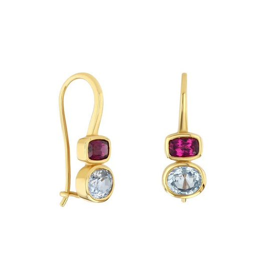 Grape Garnet &amp; Sapphire Earrings