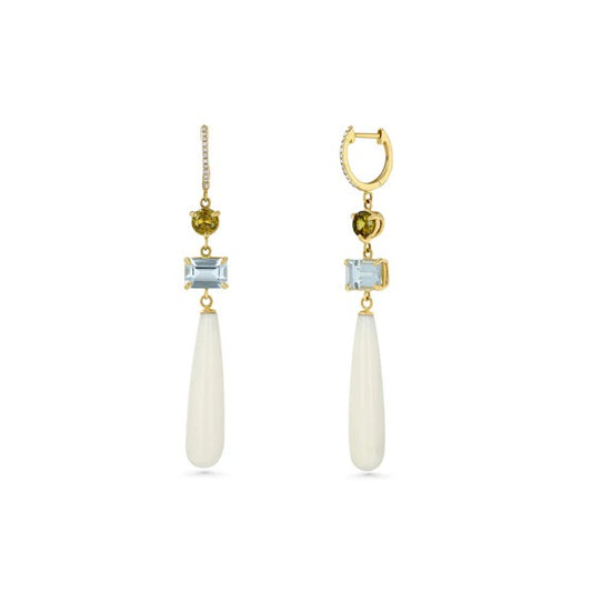 Aquamarine, Sphene, White Coral Drops