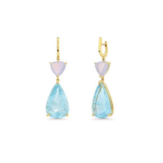 Aquamarine &amp; Chalcedony Drop Earrings
