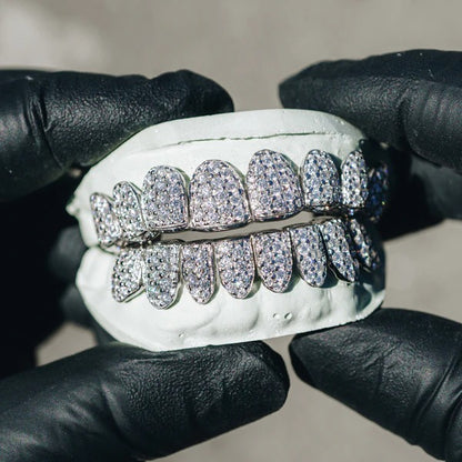 Iced VVS Moissanite Grillz with Large Moissanites (Zig Zag Setting)