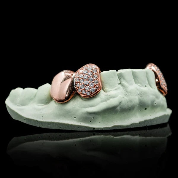 Solid and Iced Bottom Double Cap Grillz
