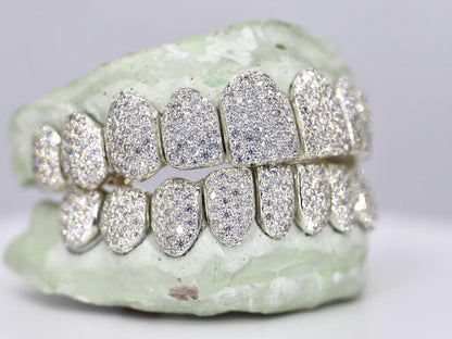10 on 10 VVS White Moisannite Diamond Grillz