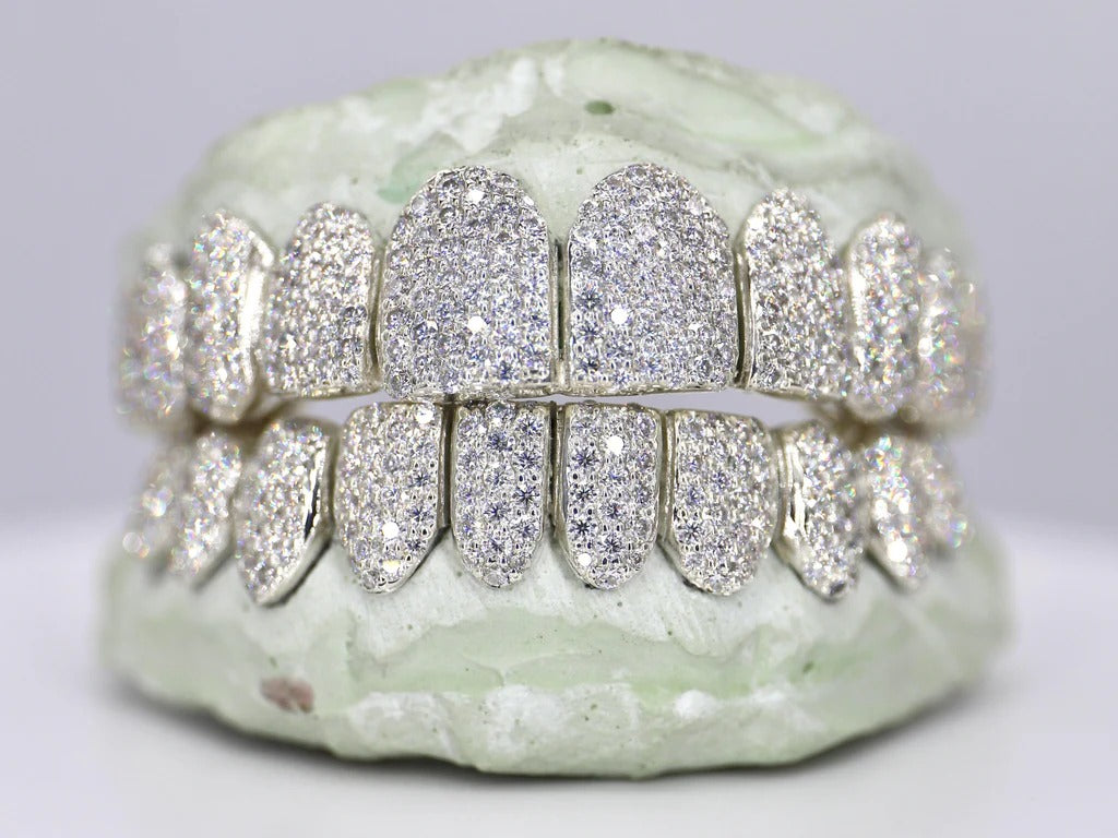 10 on 10 VVS White Moisannite Diamond Grillz