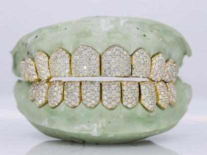 10 on 10 VVS Gold Moisannite Diamond Grillz