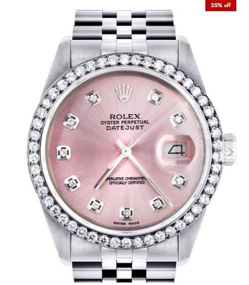 Mens Rolex Datejust Watch 16200 | 36Mm | Pink Dial | Jubilee Band