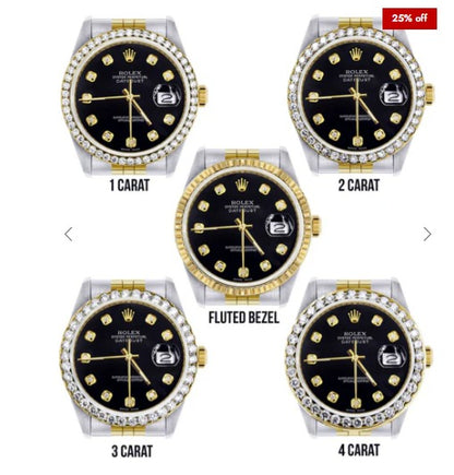 Gold Rolex Datejust Watch 16233 for Men | 36Mm | Black Dial | Jubilee Band