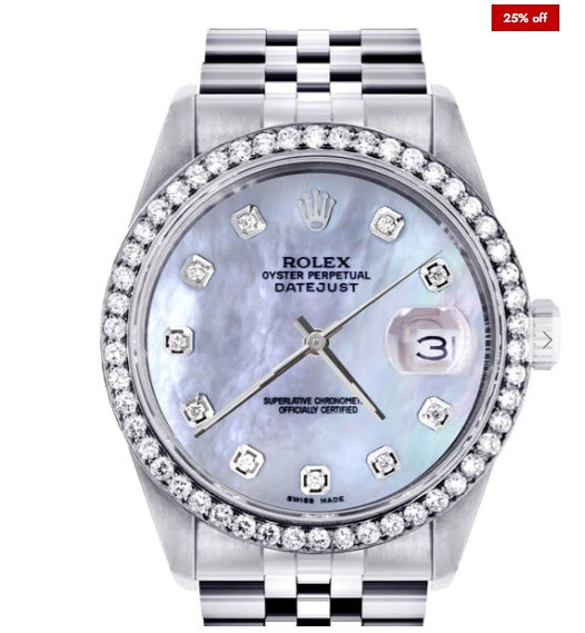 Mens Rolex Datejust Watch 16200 | 36Mm | Mother of Pearl Dial | Jubilee Band