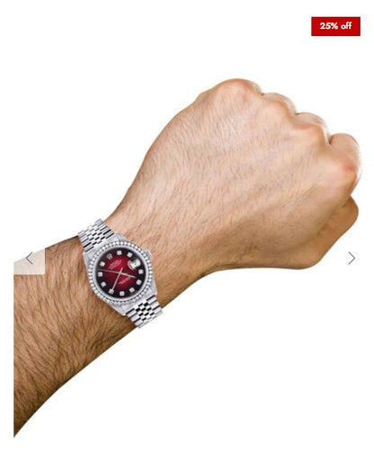 Rolex Datejust Watch | 16200 | 36MM | Red Dial | Jubilee Band | Stainless Steel