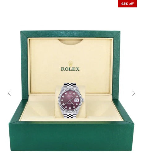 Mens Rolex Datejust Watch 16200 | 36Mm | Purple Dial | Jubilee Band