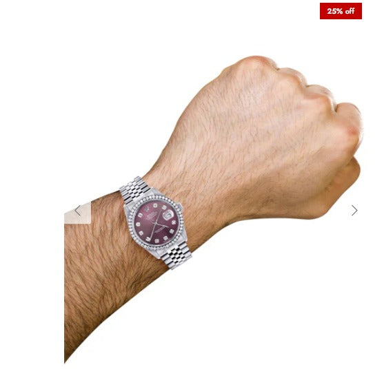 Mens Rolex Datejust Watch 16200 | 36Mm | Purple Dial | Jubilee Band