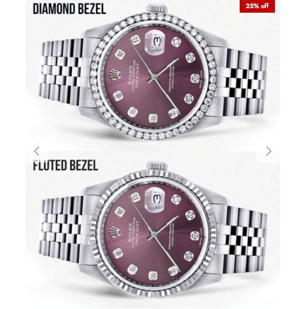 Mens Rolex Datejust Watch 16200 | 36Mm | Purple Dial | Jubilee Band