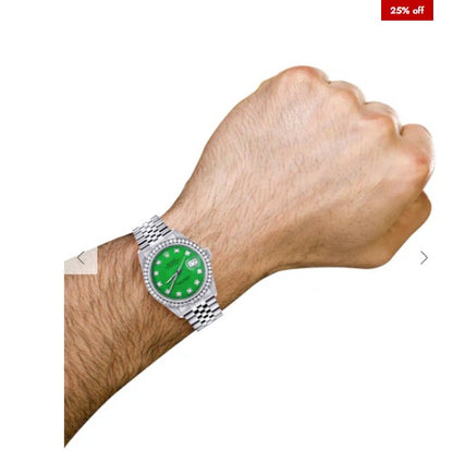 Mens Rolex Datejust Watch 16200 | 36Mm | Green Dial | Jubilee Band