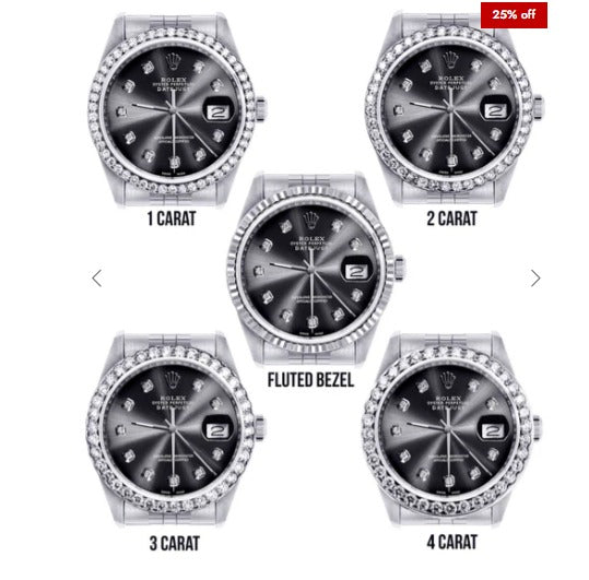 Diamond Mens Rolex Datejust Watch 16200 | 36Mm | Graphite Diamond Dial | Jubilee Band