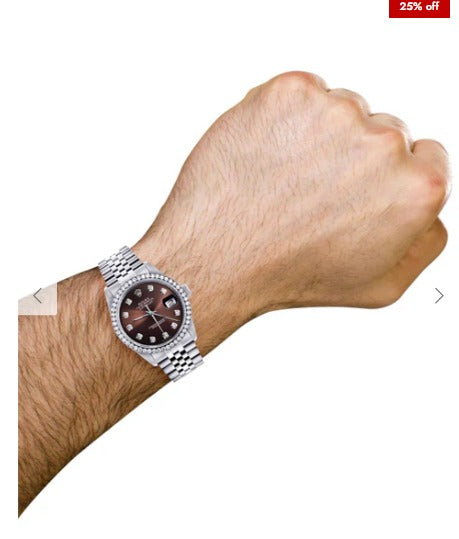 Diamond Mens Rolex Datejust Watch 16200| 36MM | Chocolate Diamond Dial | Jubilee Band