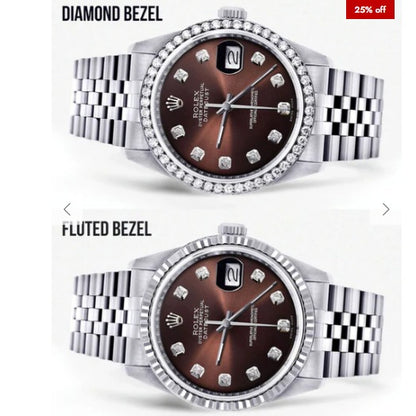Diamond Mens Rolex Datejust Watch 16200| 36MM | Chocolate Diamond Dial | Jubilee Band