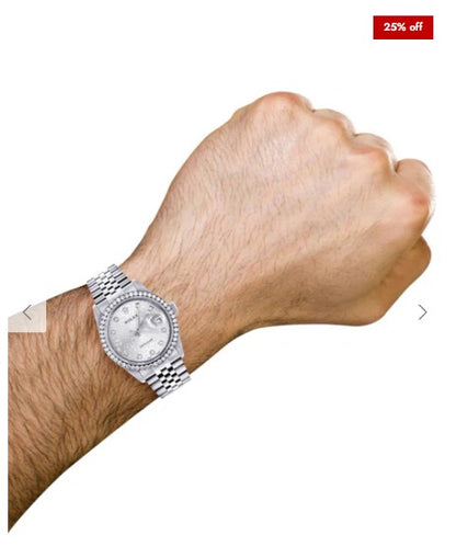 Diamond Mens Rolex Datejust Watch 16200 | 36 MM | Diamond Rolex Textured Jubilee Dial | Jubilee Band