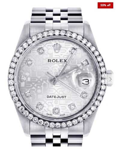 Diamond Mens Rolex Datejust Watch 16200 | 36 MM | Diamond Rolex Textured Jubilee Dial | Jubilee Band