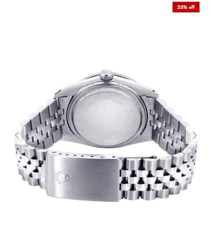 Diamond Mens Rolex Datejust Watch 16200 | 36Mm | Green Diamond Mother Of Pearl Dial | Jubilee Band
