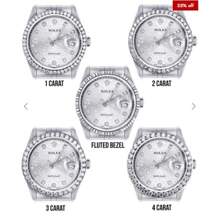 Diamond Mens Rolex Datejust Watch 16200 | 36 MM | Diamond Rolex Textured Jubilee Dial | Jubilee Band