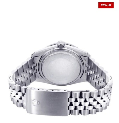 Diamond Mens Rolex Datejust Watch 16200 | 36Mm | Dark Mother Of Pearl Dial | Roman Numeral | Jubilee Band