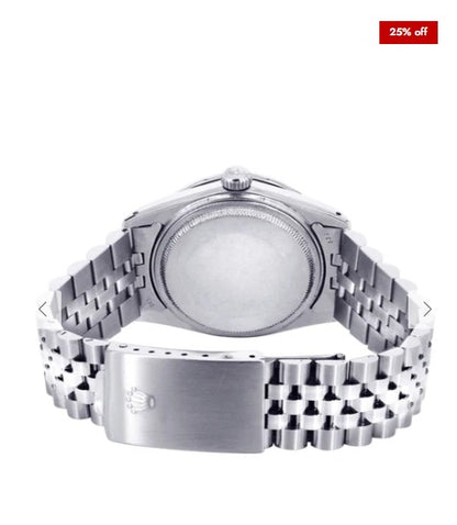 Diamond Mens Rolex Datejust Watch 16200 | 36MM | Tuxedo Diamond Dial | Jubilee Band