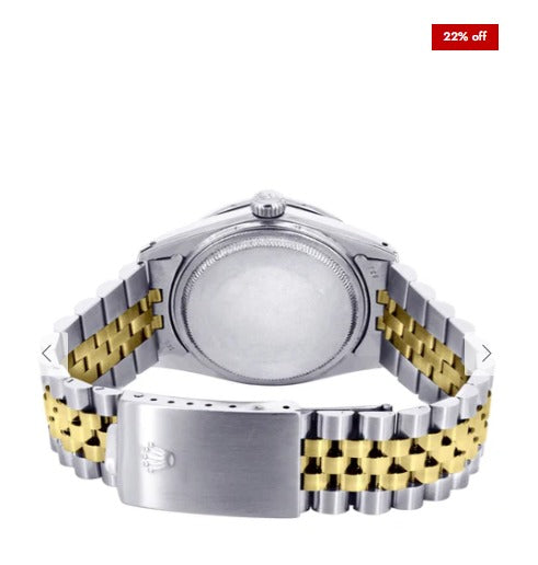 Gold &amp; Steel Rolex Datejust Watch 16233 for Men | 36Mm | Blue Black Roman Dial | Jubilee Band