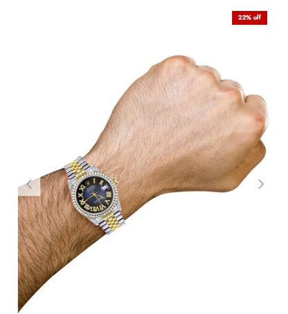Gold &amp; Steel Rolex Datejust Watch 16233 for Men | 36Mm | Blue Black Roman Dial | Jubilee Band